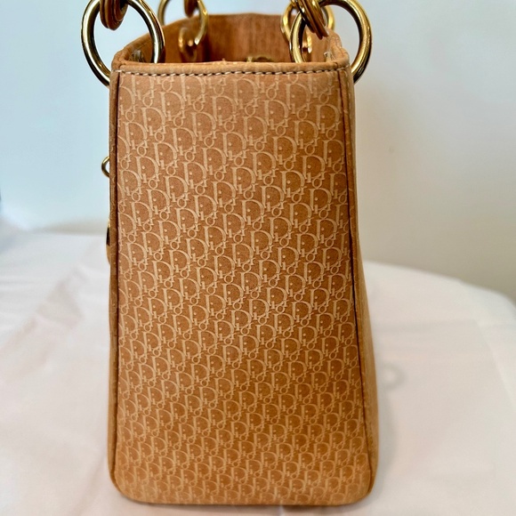 LADY DIOR BAG AUTHENTIC Unique Color Suede Satchel Gold Hardware Patent Leather - Picture 6 of 16